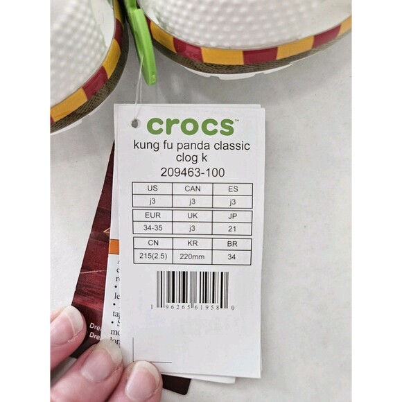 Kung Fu Panda Kids Crocs Size J 3 Nwt Po Fuzzy Back Universal Studios Vacation - Picture 8 of 9